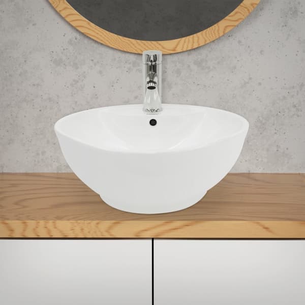 ECD Germany design håndvask håndvask Ø 455 x 185 mm lavet af keramisk rund hvid - bordplade håndvask bordplade håndvask håndvask bordplade håndvask