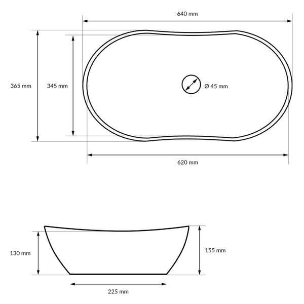 ECD Germany design håndvask håndvask 640 x 365 x 130 mm lavet af keramisk hvid - bordplade håndvask bordplade håndvask håndvask bordplade håndvask