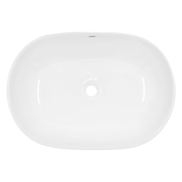 ECD Germany design tvättställ 600x420 x 145 mm inkl. Avfallssats för tvättställ utan överflöde - keramik vit bänkskiva bänkskiva tvättställ tvättställ