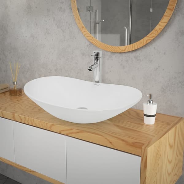 ECD Germany design håndvask 640x365x130 mm inkl. Affaldssæt til håndvaske uden overløb - keramisk hvid bordplade håndvask håndvask bordplade håndvask
