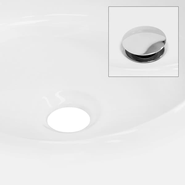 Tvättställ rund form Ø 400x350 mm, vit, keramik - inkl. avloppssats utan överlopp