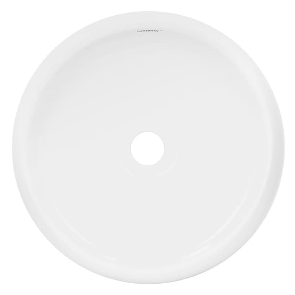 Tvättställ rund form Ø 400x350 mm, vit, keramik - inkl. avloppssats utan överlopp