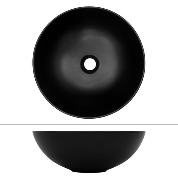 ML Design keramisk vask i sort matte, Ø 40x14.5 cm, rund essay bassin, moderne forfængelighed