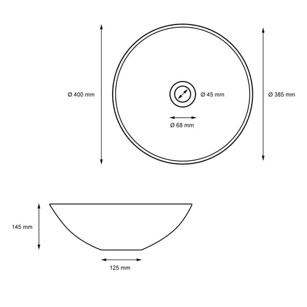 ML Design keramisk vask i sort matte, Ø 40x14.5 cm, rund essay bassin, moderne forfængelighed