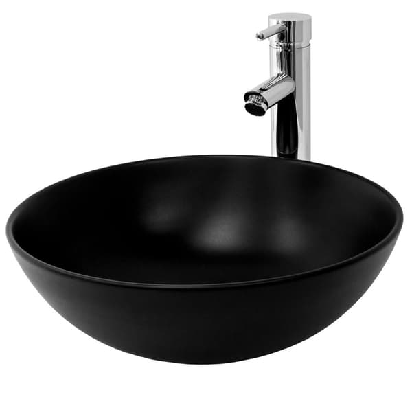 ML Design keramisk vask i sort matte, Ø 40x14.5 cm, rund essay bassin, moderne forfængelighed