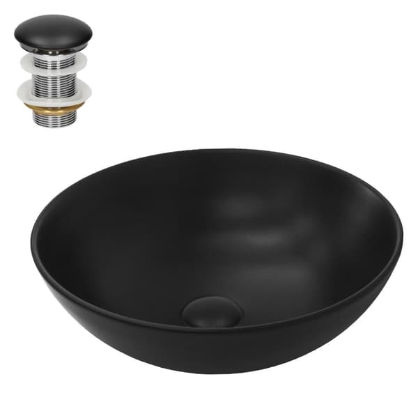 ML Design keramisk vask i sort matte, Ø 40x14.5 cm, rund essay bassin, moderne forfængelighed