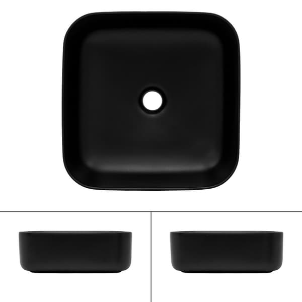 ML Design keramisk håndvask i sort matte, 39,5x39.5x14 cm, rektangulært essay bassin, moderne forfængelighed