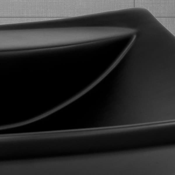 ML-Design keramiske håndvask i sort matte, 61x45.5x18.5 cm, boble håndvask med overløb og trykhul, moderne forfængelighed,vaskeskål WashPlace håndvask