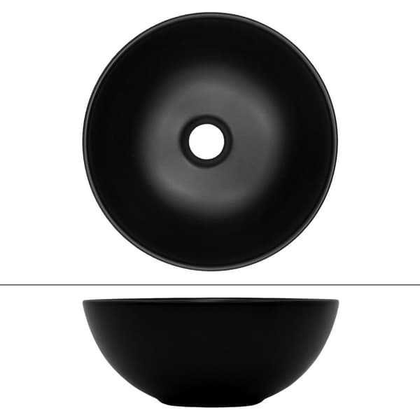 ML-Design keramisk vask i sort matte, Ø 32x13.5 cm, rund essay bassin, moderne forfængelighed, vaskeskål med afløbshul, vask område hånd håndvask