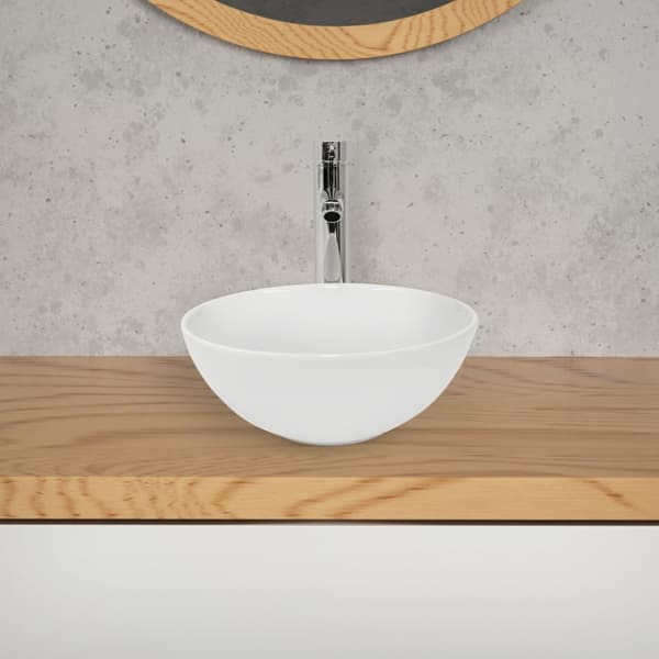 ML-Design keramisk håndvask i hvid blank, Ø 28x11.6 cm, rund essay bassin, moderne forfængelighed, vaskeskål med afløbshul, vask område hånd håndvask