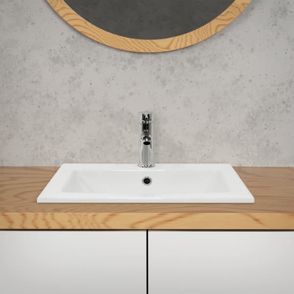 ML-Design keramisk håndvask hvid 45x22.5x42cm firkantet, indbygget håndvask med trykhul og overløb, top håndvask indbygget håndvask vaskeskål vaskerum