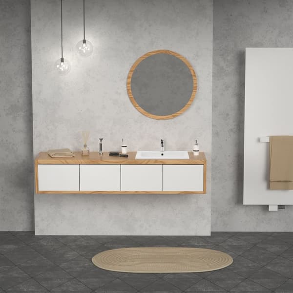 ML-Design keramisk håndvask hvid 45x22.5x42cm firkantet, indbygget håndvask med trykhul og overløb, top håndvask indbygget håndvask vaskeskål vaskerum