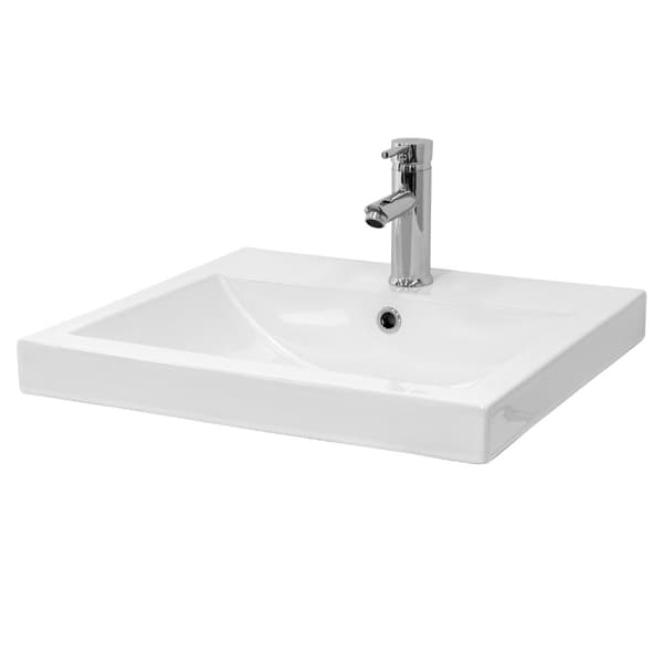 ML-Design keraaminen pesuallas Valkoinen 54.5x16x41.5cm Eckig sisäänrakennettu pesuallas, jossa on kosketusreikä ja ylivuoto, yläpuhallin