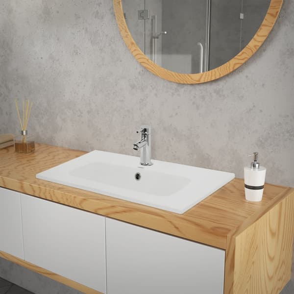 ML Design keramisk handfat vit 71x16.5x46 cm torg, inbyggt handfat med kranhål och överflöde, topp tvättställ inbyggd handfat tvätt, för badrummet