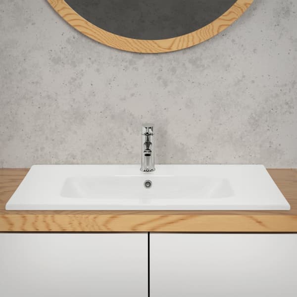 ML Design keramisk vask Hvid 81x16.5x46 cm firkantet, indbygget håndvask med trykhul og overløb, top håndvask indbygget håndvask, til badeværelset