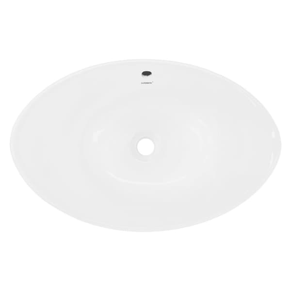 ECD Germany håndvask håndvask inkl. Affaldssæt med overløb - 590x390x200 mm - lavet af keramik - oval - hvid - bordplade håndvask bordplade håndvask