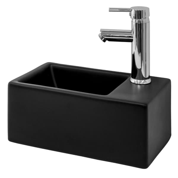Håndvask 35,5x20,5x12,5 cm Sort keramik inkl. afløbssæt uden overløb ML-Design