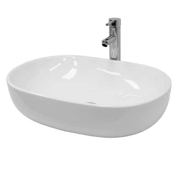 Vaskebord Oval form uden overløb 600x420x145 mm Hvid keramik