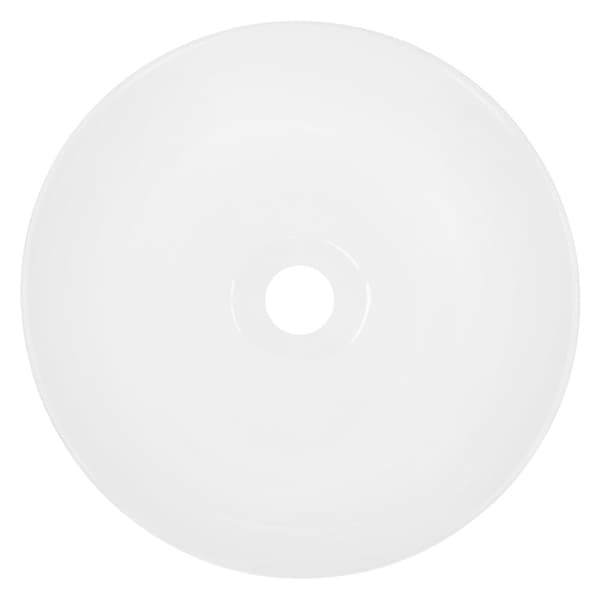 ECD Germany Tvättställ för bänkskivor inkl. avlopp med överflöde - Ø 320 x 135 mm - Keramisk diskbänk - Rund design - Vit diskbänk - ¼ "pop-up