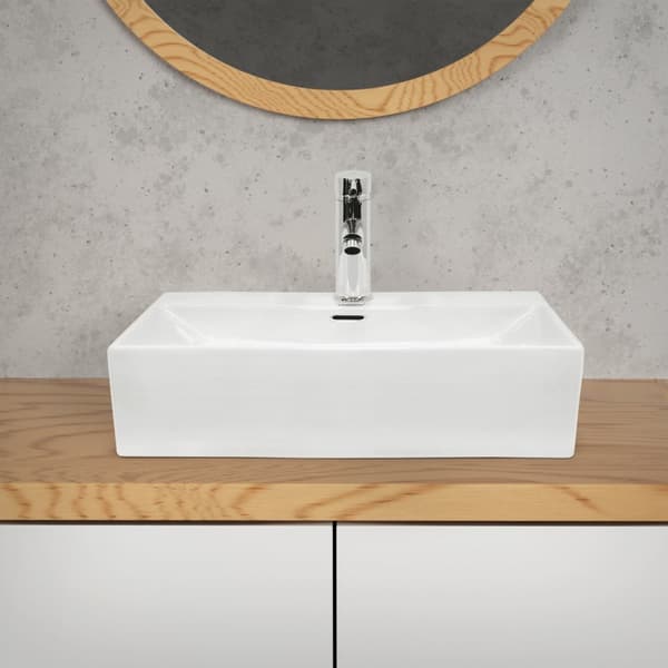 ECD Germany håndvask håndvask inkl. Affaldssæt med overløb - 515x360x130 mm - lavet af keramik - kantet - hvid - bordplade håndvask bordplade håndvask