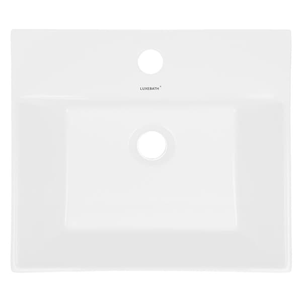 ECD Germany håndvask håndvask inkl. Affaldssæt med overløb - 515x360x130 mm - lavet af keramik - kantet - hvid - bordplade håndvask bordplade håndvask