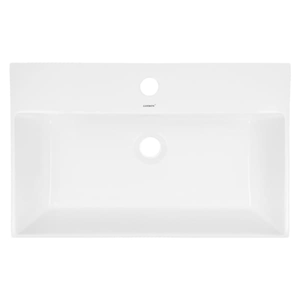 ECD Germany håndvask håndvask inkl. Affaldssæt med overløb - 605x365x130 mm - lavet af keramik - kantet - hvid - bordplade håndvask bordplade håndvask