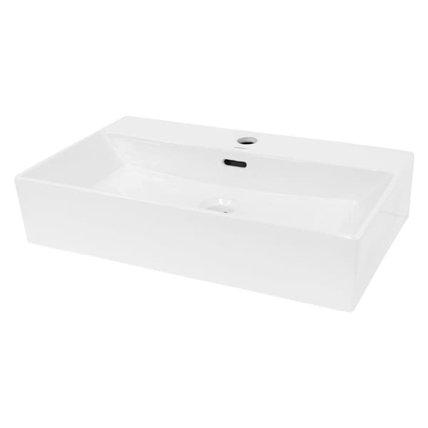 ECD Germany håndvask håndvask inkl. Affaldssæt med overløb - 605x365x130 mm - lavet af keramik - kantet - hvid - bordplade håndvask bordplade håndvask
