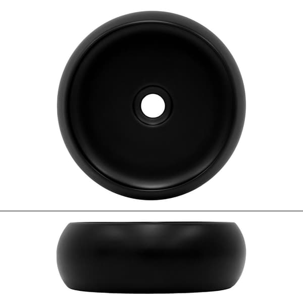 ML-Design keramisk vask i sort matte, Ø 35x30 cm, rund essay bassin, moderne forfængelighed, vaskeskål med afløbshul, vask område hånd håndvask