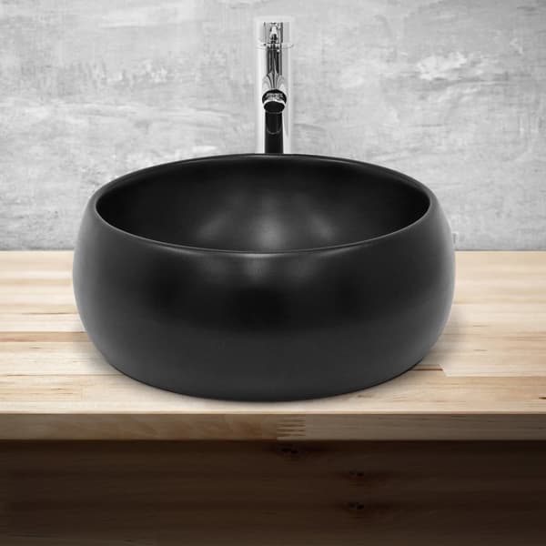 ECD Germany vask bassin Ø 400 x 350 mm runde keramik, hvid, top bassin top håndvask håndvask Vessel sink sink bassin vandfald håndvask vask nøgle