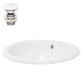 Miniatyrbillede 1 af 8: ML-Design keramisk håndvask hvid skinnende 49x19.5x40.5cm oval indbygget håndvask med overløb og blomsterhul, badeværelse bordplade håndvask indbygget
