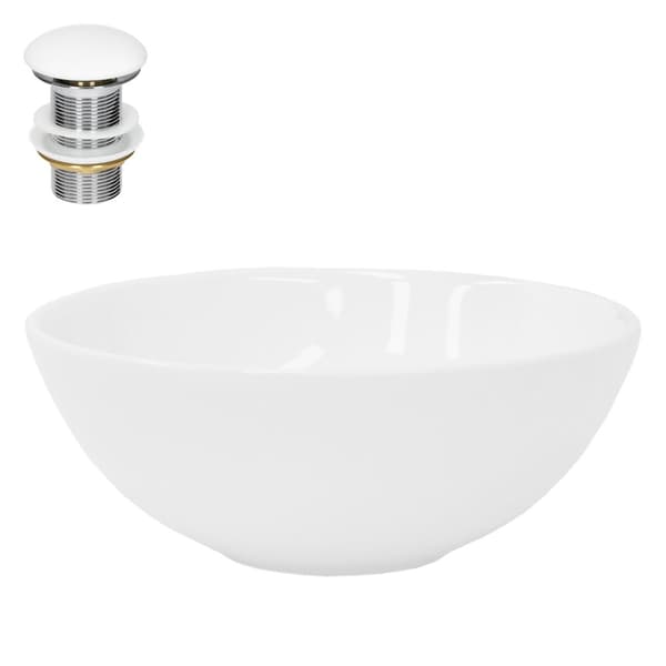 ML-Design keraaminen pesuallas valkoisessa kiiltävässä, Ø 28x11,6 cm, pyöreä essee altaan, moderni turhamaisuus, pesu kulho tyhjennysaukko