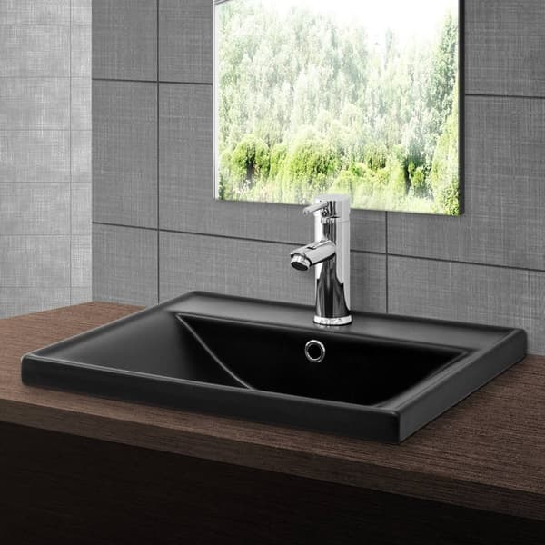 ML-Design keramisk håndvask hvid 51x15.5x41.5cm Eckig Indbygget håndvask med trykhul og overløb, top håndvask Indbygget håndvask Vaskekop Vaskområde