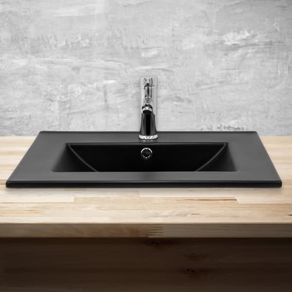 ECD Germany Tvättställ Tvättställ 610 x 465 x 175 mm keramiskt vitt Inbyggt handfat Inbyggt tvättställ Tvättskål Handtvätt Inbyggt tvättställ Bänkskål