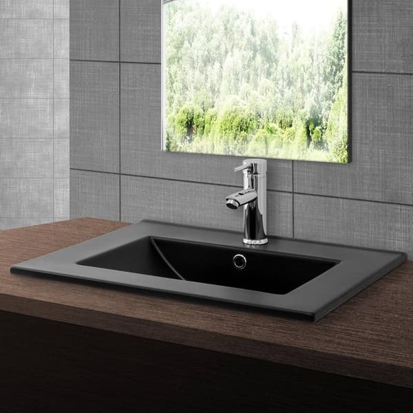 ECD Germany Tvättställ Tvättställ 610 x 465 x 175 mm keramiskt vitt Inbyggt handfat Inbyggt tvättställ Tvättskål Handtvätt Inbyggt tvättställ Bänkskål