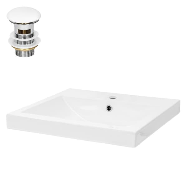 ML-Design keramisk håndvask hvid 54.5x16x41.5cm Eckig Indbygget håndvask med trykhul og overløb, top håndvask Indbygget håndvask Vaskeskål WashPlace