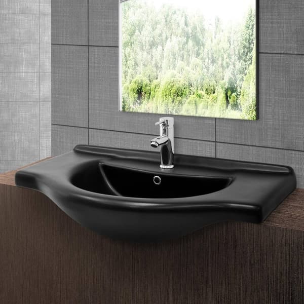 ML Design Keramisk handfat Vit 86x21,5x51,5 cm, inbyggt handfat med kranhål och överflöde, Top Basbinin Inbyggd handfat Tvättskål Tvättplats handfat