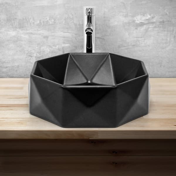 ML-Design Keramisk håndvask i hvid blank, Ø 42x13.5 cm, Diamond Design, Round Essay Basin, Moderne Forfængelighed, Vaskeskål Vaskeplad Håndvask