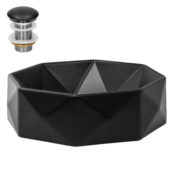 ML-Design keraaminen pesuallas valkoisella kiiltävässä, Ø 42x13.5 cm, timantti muotoilu, pyöreä essee altaan, moderni turhamaisuus, kylpyhuone