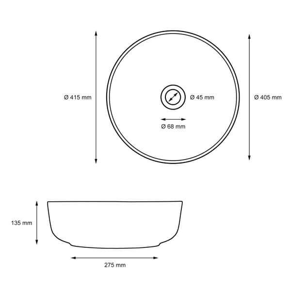ECD Germany håndvask - 400 x 400 x 135 mm - lavet af keramik - rund - hvid - bordplade håndvask bordplade håndvask håndvask håndvask bordplade