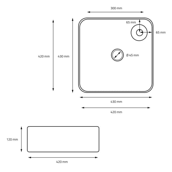 ECD Germany pesuallas pesuallas - 435 x 435 x 125 mm - valmistettu keraamisesta - valkoinen - työtaso pesuallas tiskiallas pesuallas pesuallas käsin