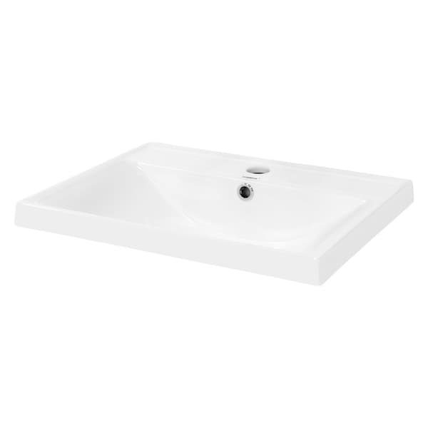 ML-Design keramisk handfat vit 51x15.5x41.5cm Eckig inbyggd handfat med kranhål och överflöde, Top handfat inbyggd handfat Tvättråd Tvättplats handfat