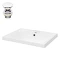 Miniatyrbild 1 av 9: ML-Design keramisk handfat vit 51x15.5x41.5cm Eckig inbyggd handfat med kranhål och överflöde, Top handfat inbyggd handfat Tvättråd Tvättplats handfat