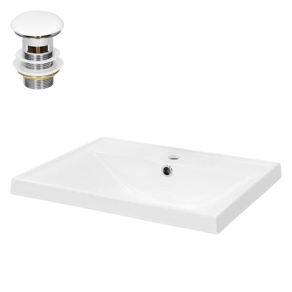 ML-Design keramisk håndvask hvid 51x15.5x41.5cm Eckig Indbygget håndvask med trykhul og overløb, top håndvask Indbygget håndvask Vaskekop Vaskområde