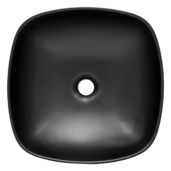 ML-Design Keramisk Sort Vask 40;5x40;5x15 cm med Afløbsventil; Afrundede Hjørner; Overfladevask; Moderne Håndvask; til Badeværelse/Gæstetoilet