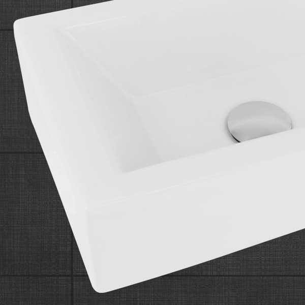 ML-Design Keramisk Hvid Vask 51x25x13 cm; Firkantet; Lille; Hanehul til venstre; Vægmontering eller Overfladevask; Moderne Håndvask; til Badeværelse