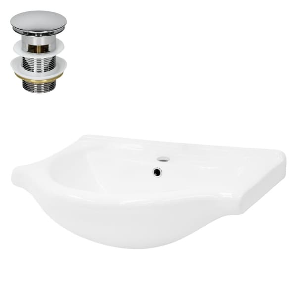 ML Design keramisk håndvask hvid 61x16.5x46 cm, indbygget håndvask med trykhul og overløb, top håndvask indbygget håndvask vaskeskål til badeværelset