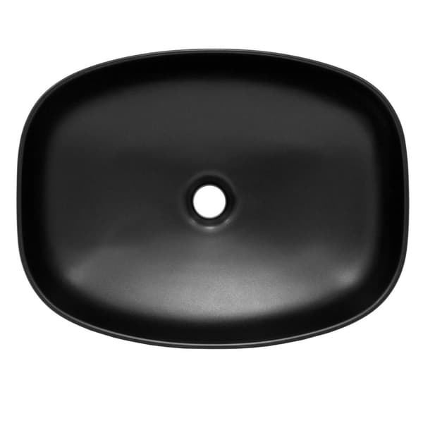 ML-Design Keramiskt Svart Tvättställ 505x385x140 mm med Avloppssats; Rundade Hörn; Bänkskiva; Modern Tvättställsskål; Handfat för Badrum/Gästtoalett