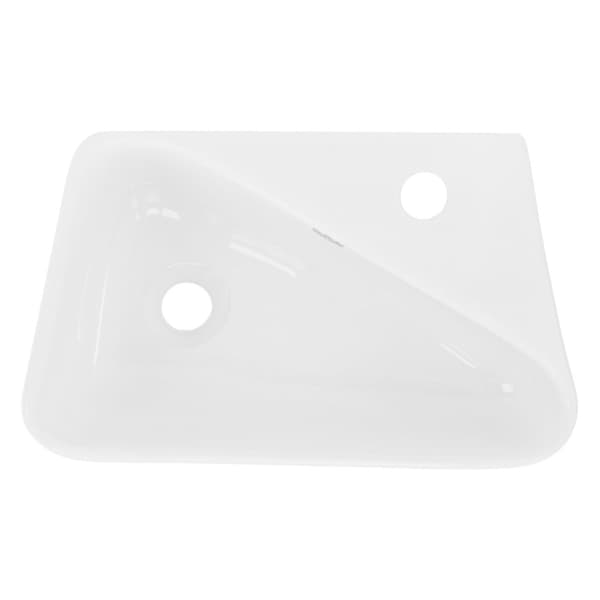 ML-Design Hvid Keramik Håndvask 45x27x13 cm Firkantet inkl. Afløbsventil; Hanehul til højre; Overfladevask/Hængevask; Designvask med overløb;