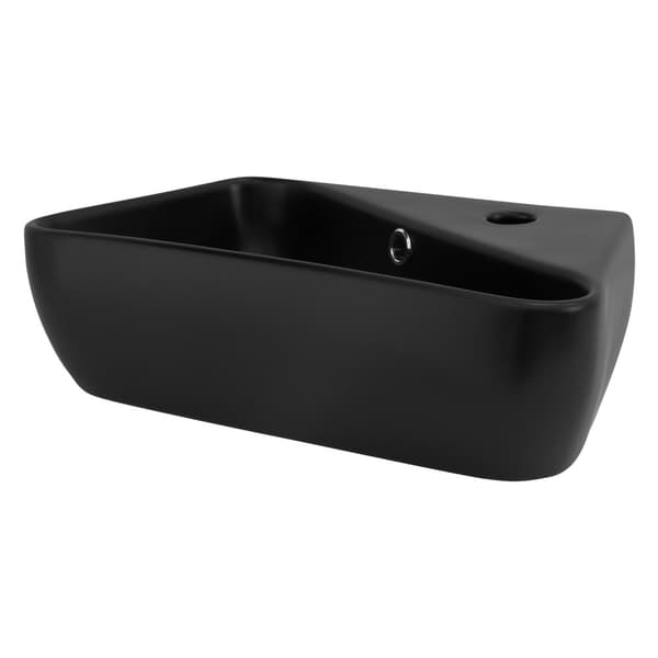ML-Design Keramisk Håndvask Sort 45x27x13 cm Firkantet inkl. Afløbsventil; Hanehul til højre; Vægmontering/Opbygningsvask; Vask med overløb;