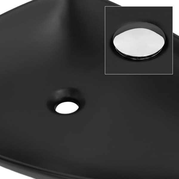 ML-Design Keramisk Vask i Mat Sort 69x46x13 cm Trekantet inkl. Afløbsventil; Moderne Overfladevask; Design Håndvask; til Badeværelse